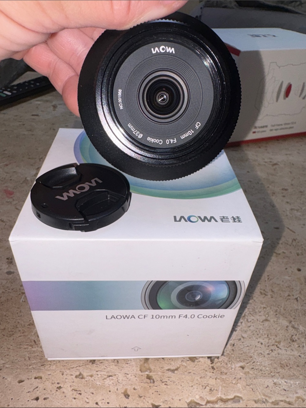 LAOWA CF 10mm F4.0 Cookie Lens - White with Blue/Green Accent Brand NEVER USED